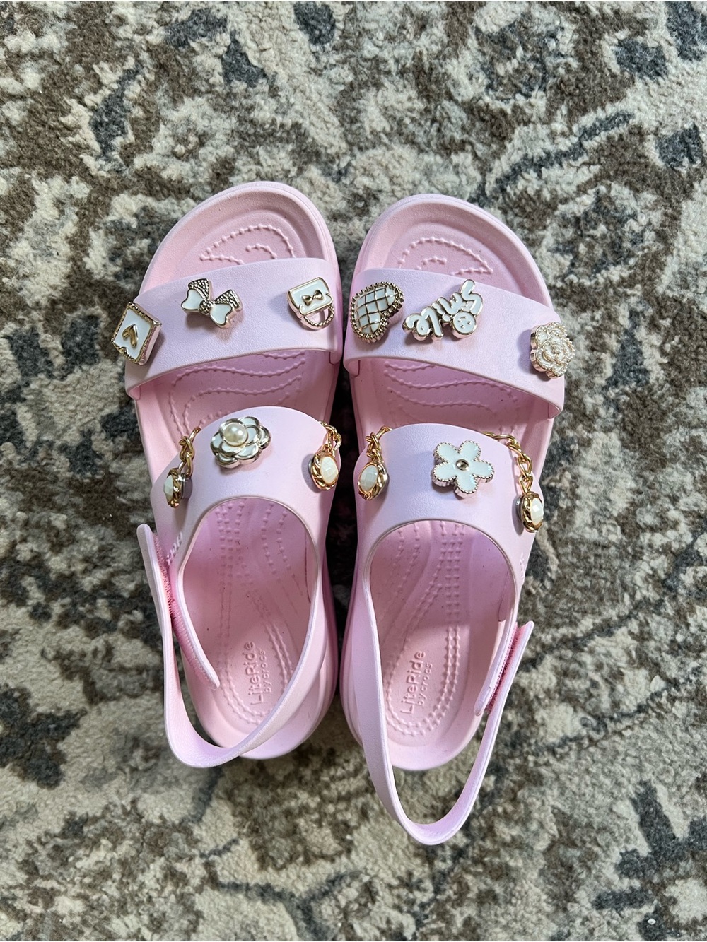CROCS pink wedge sandals